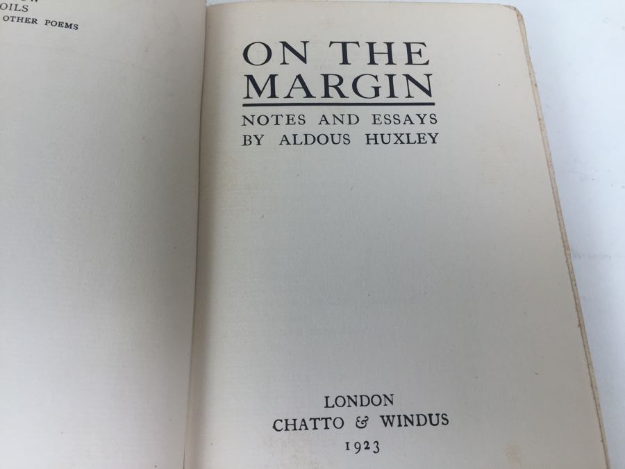 On The Margin Notes And Essays By Aldous Huxley London Chatto & Windus 1923 [Photo 3]