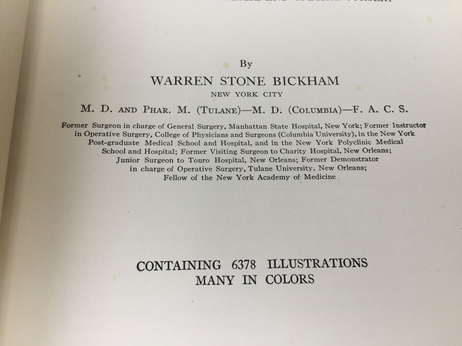 Operative Surgery By Warren Stone Bickham 1942 W. B. Saunders Company Philadelphia [Photo 8]