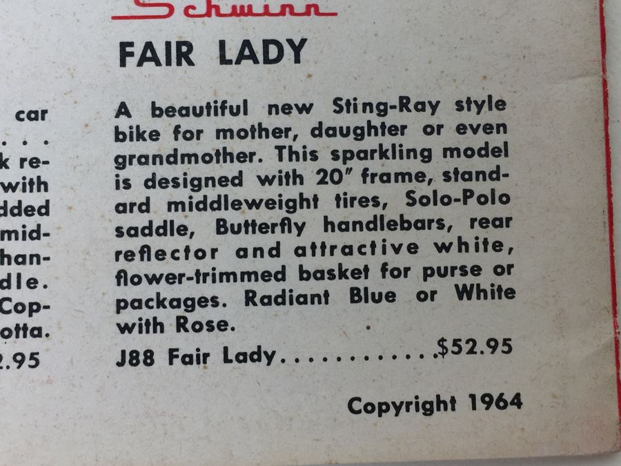 Schwinn Bicycle Product Brochure From 1964 Deluxe Sting-Ray [Photo 25]