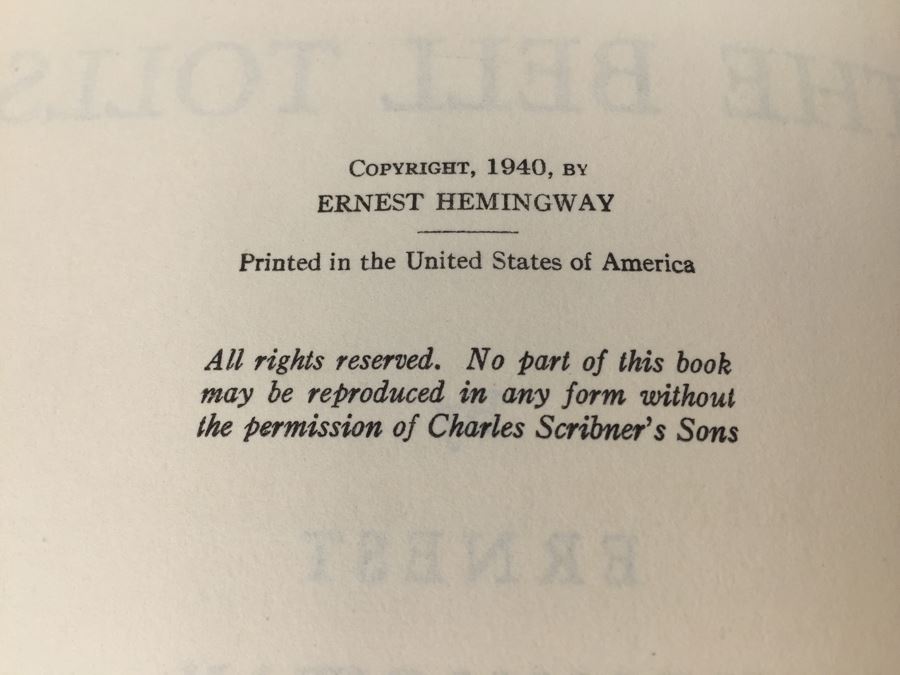 For Whom The Bell Tolls By Ernest Hemingway 1940 [Photo 3]