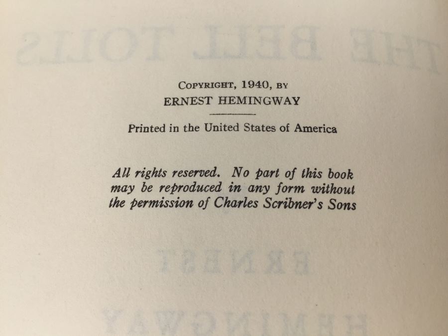 For Whom The Bell Tolls By Ernest Hemingway 1940