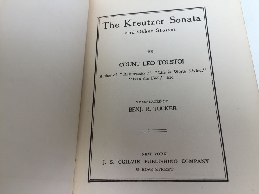 The Kreutzer-Sonata And Other Stories By Count Leo Tolstoi [Photo 2]
