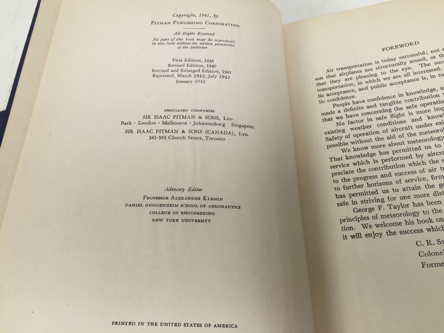 Experimental Aerodynamics By H. C. Pavian 1940 And Aeronautical Meterology By George F. Taylor 1943 [Photo 5]
