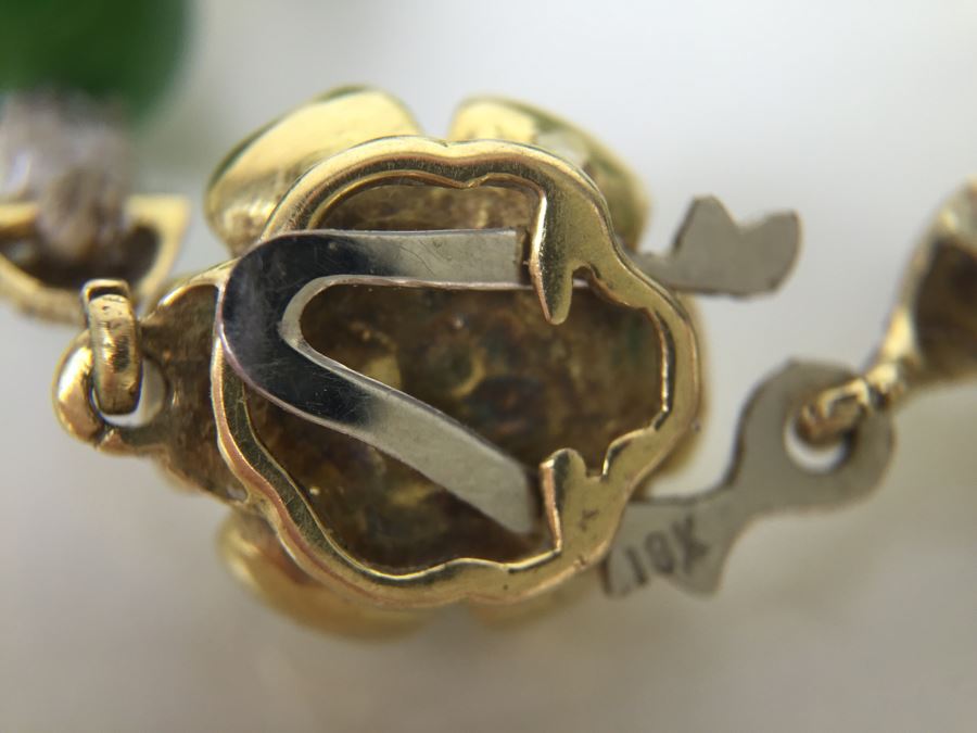 Stunning 18K Gold Jade And Pearl Necklace 65.6g [Photo 12]