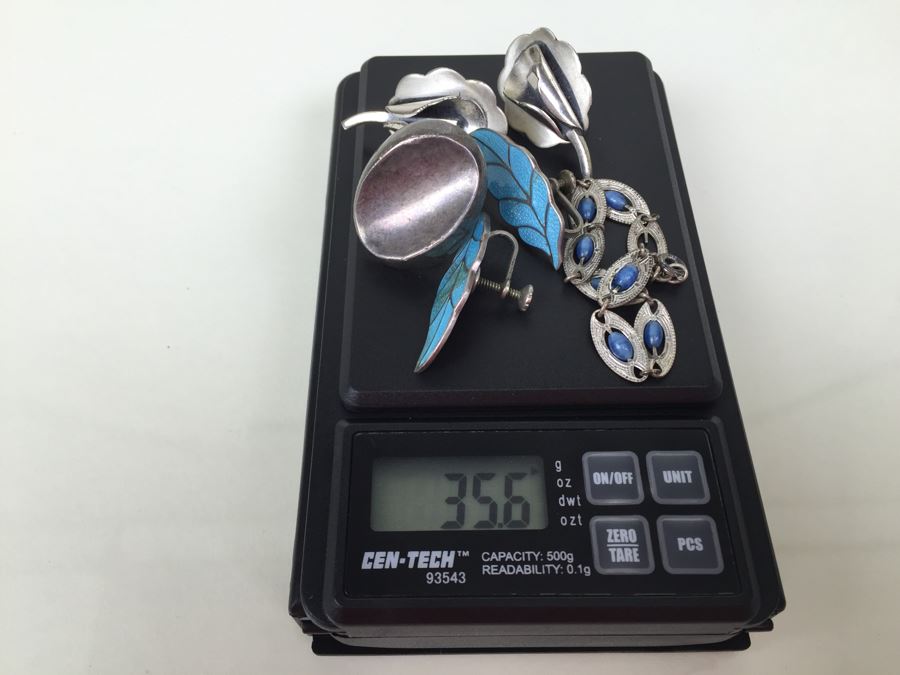 Various Sterling Silver Earrings Including Sauteur Renoir Modernist Earrings And Sterling Bracelet 35.6g [Photo 15]