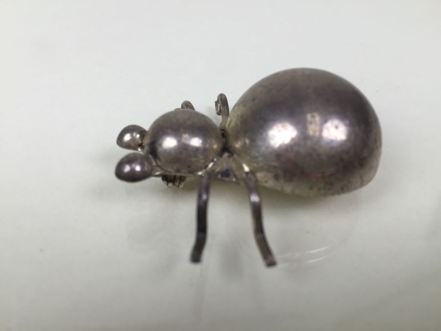 Sterling Silver Bug Brooch Signed 13.7g [Photo 2]