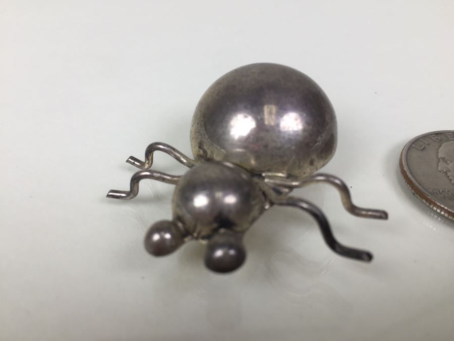 Sterling Silver Bug Brooch Signed 13.7g [Photo 4]