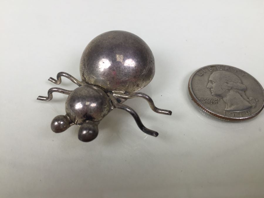 Sterling Silver Bug Brooch Signed 13.7g [Photo 1]