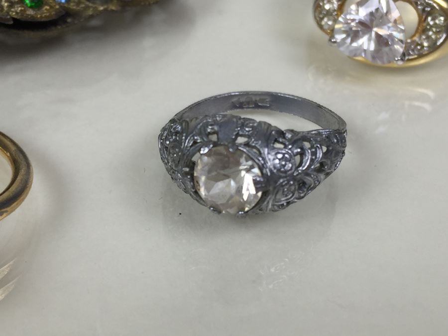 Jewelry Lot With Old Turquoise Ring (Mostly Costume Rings) [Photo 8]