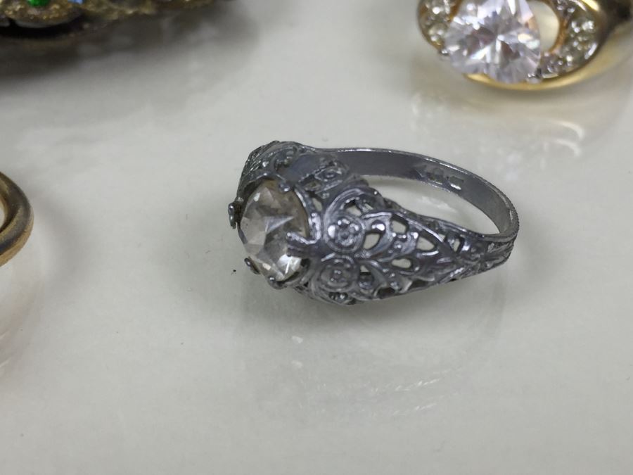 Jewelry Lot With Old Turquoise Ring (Mostly Costume Rings) [Photo 9]