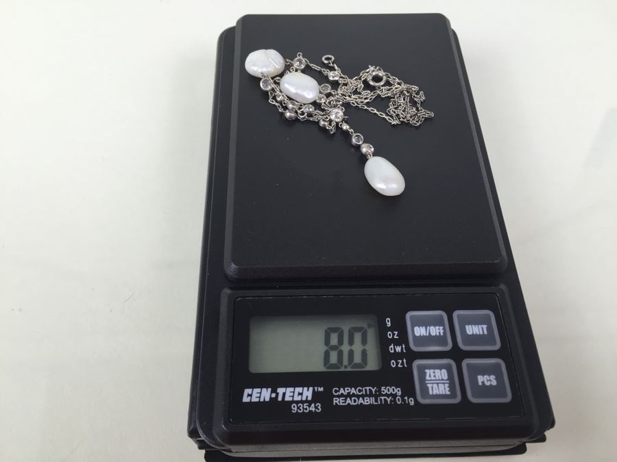 Stunning 18K Necklace With Diamonds And Pearls 8g [Photo 21]