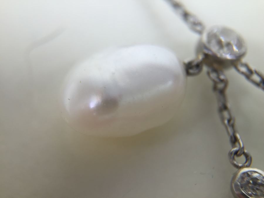 Stunning 18K Necklace With Diamonds And Pearls 8g [Photo 11]