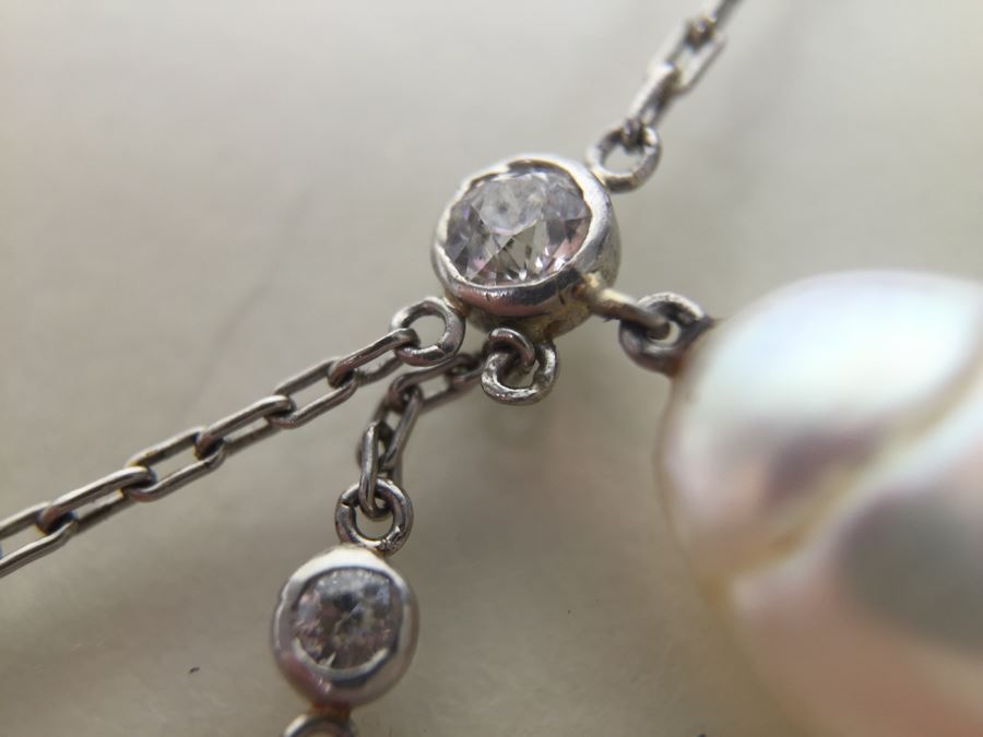 Stunning 18K Necklace With Diamonds And Pearls 8g [Photo 10]