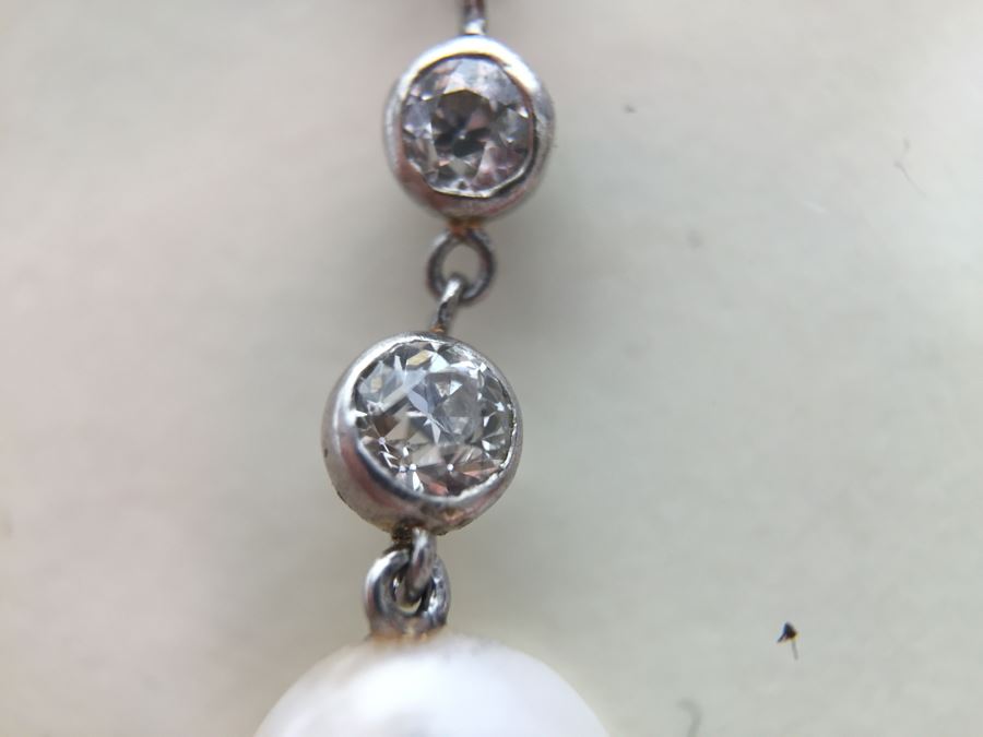 Stunning 18K Necklace With Diamonds And Pearls 8g [Photo 3]