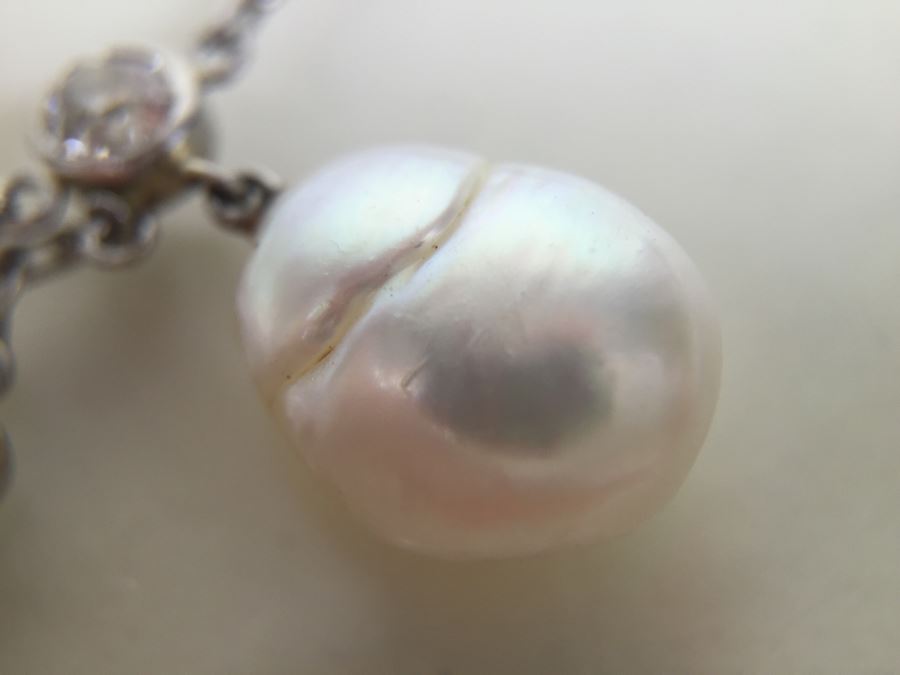 Stunning 18K Necklace With Diamonds And Pearls 8g [Photo 9]