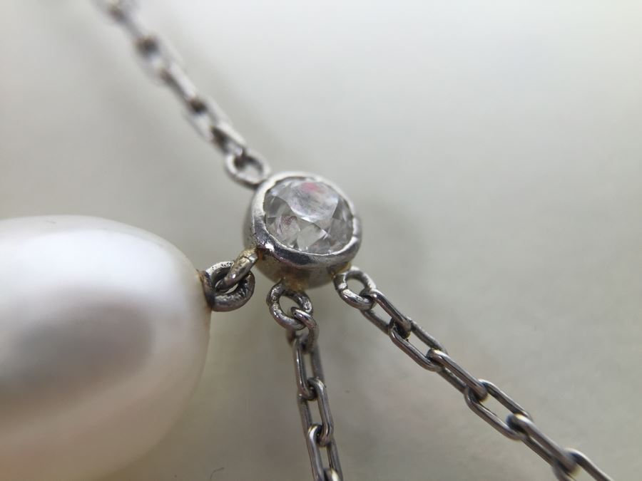 Stunning 18K Necklace With Diamonds And Pearls 8g [Photo 12]