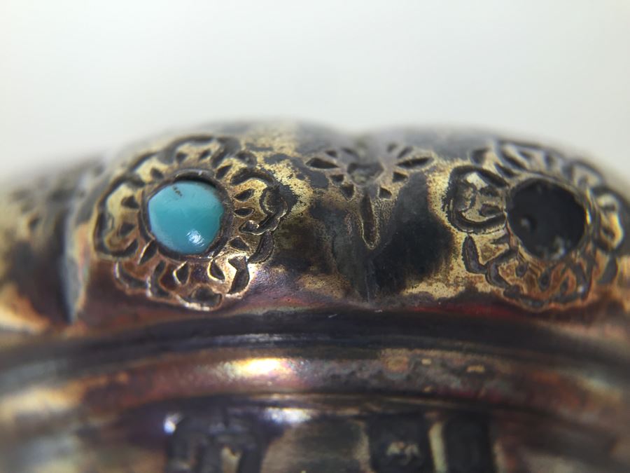 Antique Sterling Silver James Vickery London 1868 Hallmarks With Turquoise Accents [Photo 10]