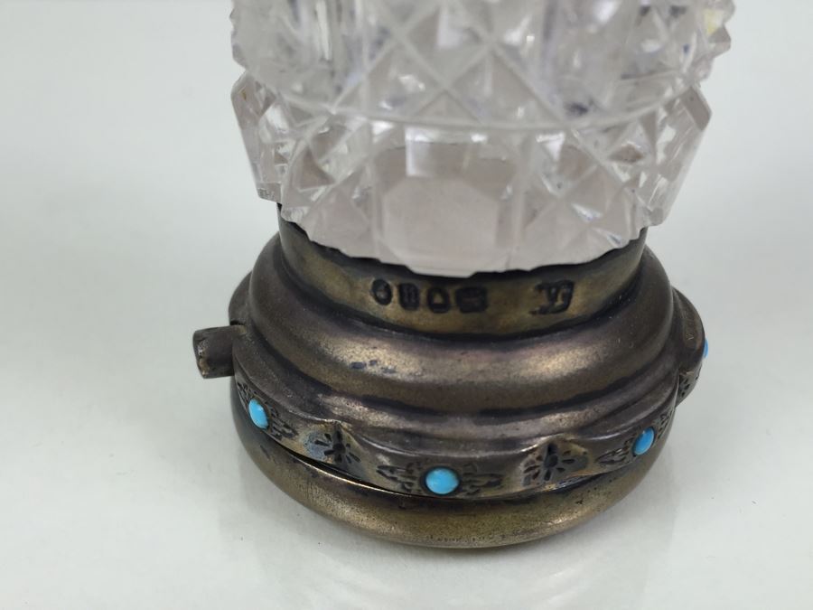 Antique Sterling Silver James Vickery London 1868 Hallmarks With Turquoise Accents [Photo 8]