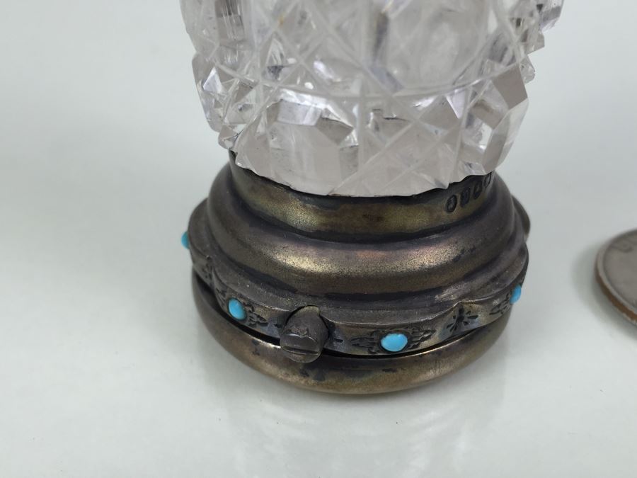 Antique Sterling Silver James Vickery London 1868 Hallmarks With Turquoise Accents [Photo 7]