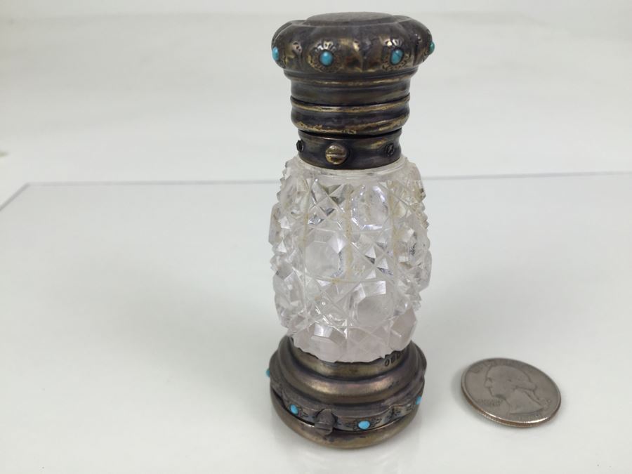 Antique Sterling Silver James Vickery London 1868 Hallmarks With Turquoise Accents [Photo 1]