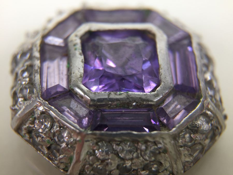 Sterling Silver Enhancer With Amethysts - Note That Back Of Enchancer Needs Repair 3.7g [Photo 11]