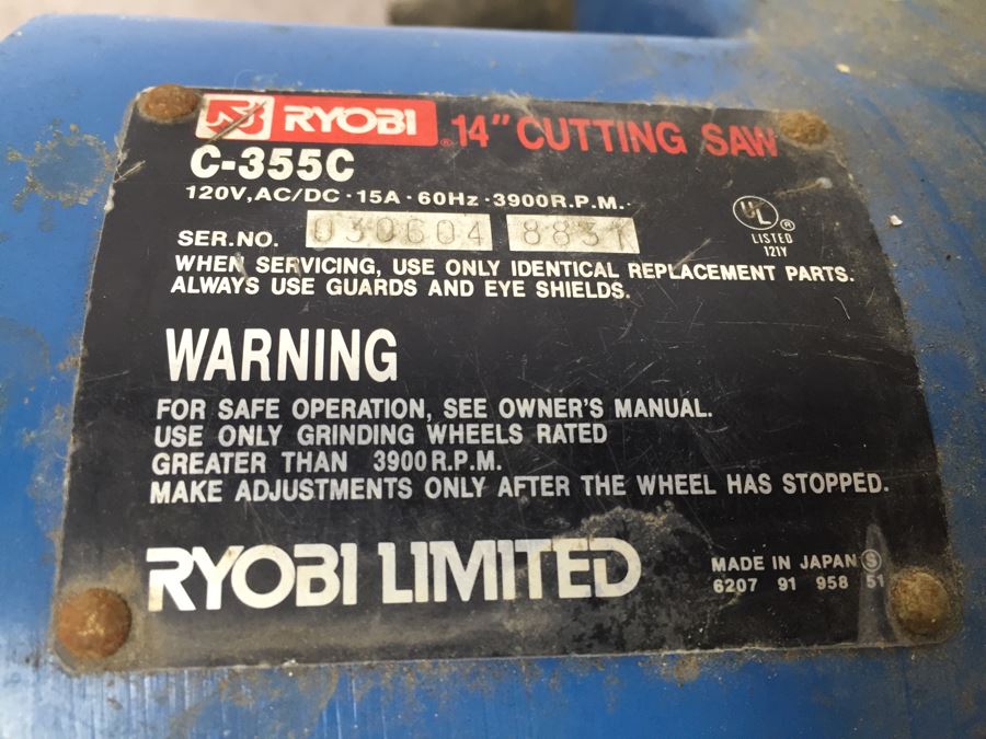 JUST ADDED - RYOBI 14' Cutting Saw C-355C [Photo 3]