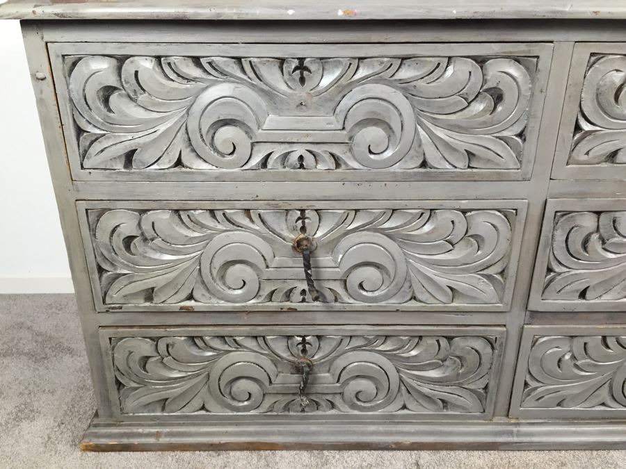 6-Drawer Vintage Chest Of Drawers Dresser Half Painted [Photo 9]