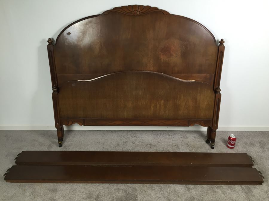 Queen Size Wooden Bed On Casters [Photo 1]