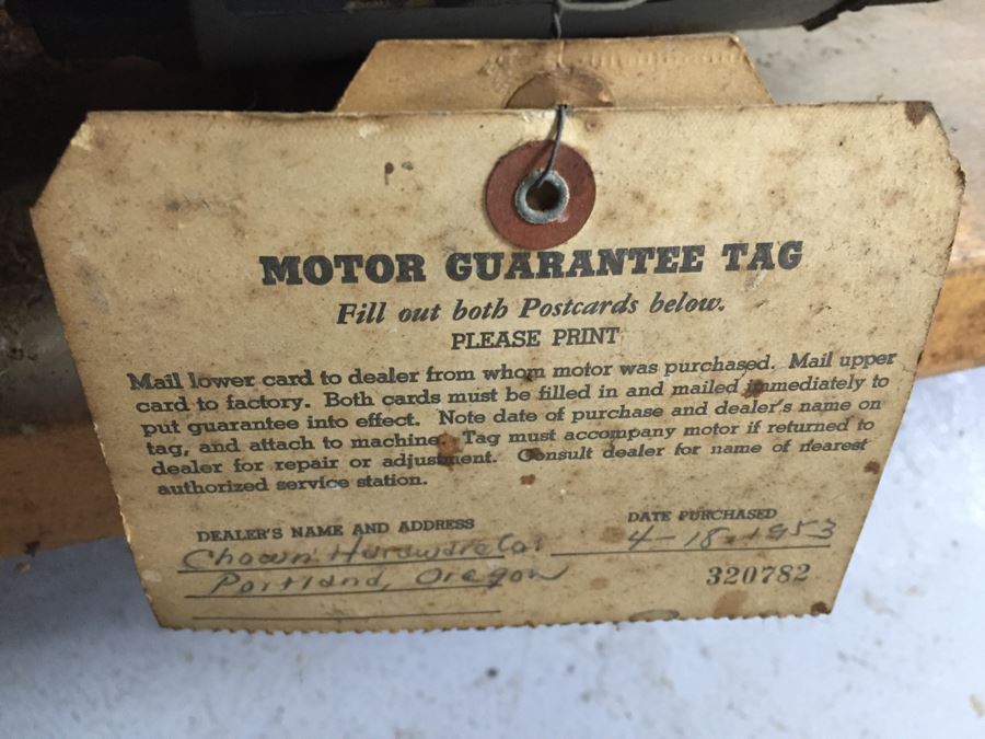 JUST ADDED - Delta Milwaukee Woodworking Lathe Serial No. 34-6393 1945 [Photo 7]