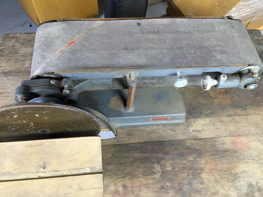 JUST ADDED - Craftsman Belt Sander With Wooden Work Bench On Casters Model No. 103-22350 [Photo 4]