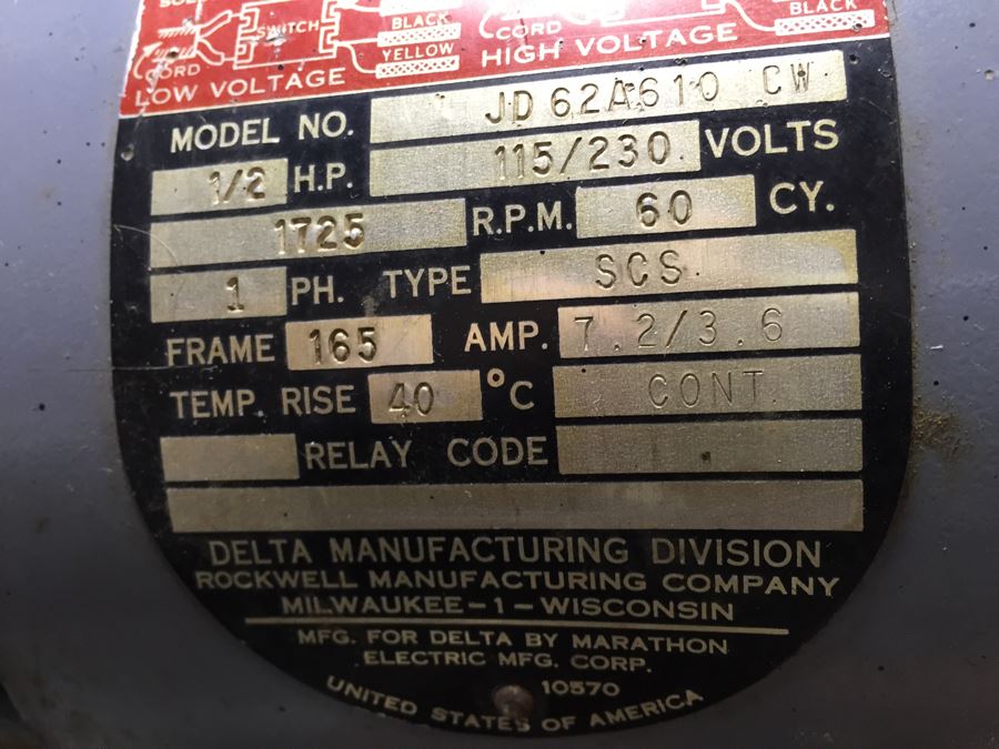 JUST ADDED  - Delta Milwaukee Industrial Drill Press Model No JD 62A610 CW Rockwell Manufacturing Company 1952 [Photo 3]