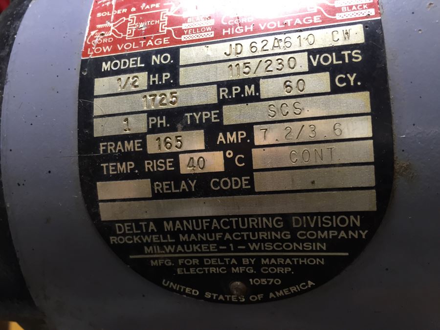 JUST ADDED  - Delta Milwaukee Industrial Drill Press Model No JD 62A610 CW Rockwell Manufacturing Company 1952 [Photo 11]