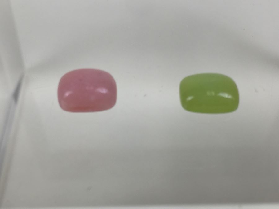 11X9MM CU Cab Peruvian Pink Opal And 9X7MM CU Cab Nat Bl Color Peruvian Opal Gemstones [Photo 2]