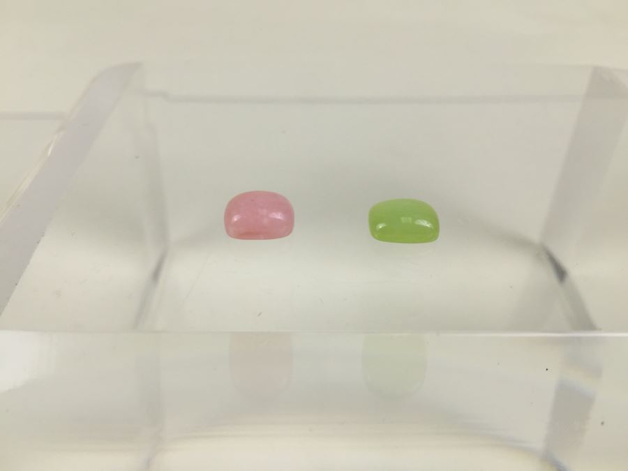 11X9MM CU Cab Peruvian Pink Opal And 9X7MM CU Cab Nat Bl Color Peruvian Opal Gemstones [Photo 7]