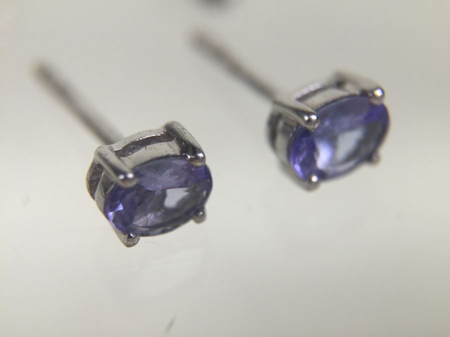 Silver Earrings Tanzanite Oval 5X3MM [Photo 2]