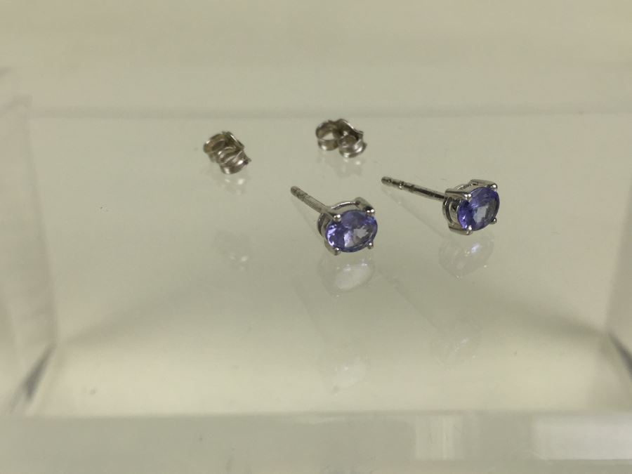 Silver Earrings Tanzanite Oval 5X3MM [Photo 6]