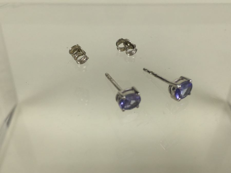 Silver Earrings Tanzanite Oval 5X3MM [Photo 5]