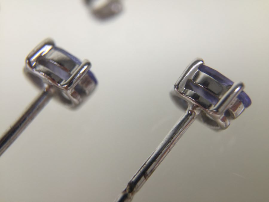 Silver Earrings Tanzanite Oval 5X3MM