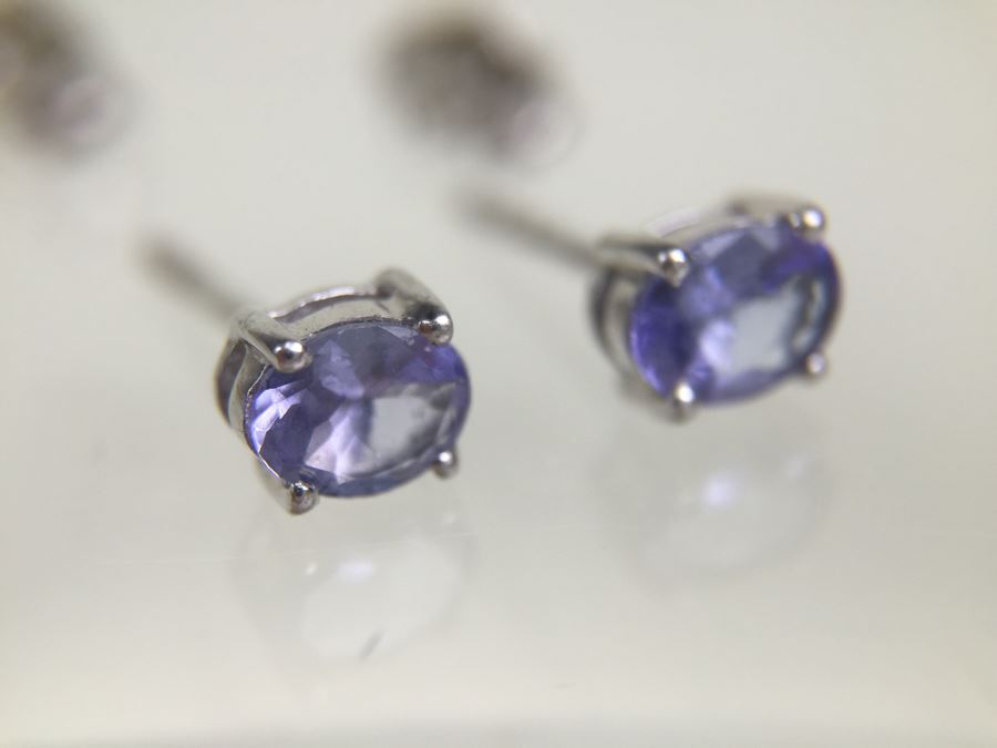 Silver Earrings Tanzanite Oval 5X3MM [Photo 7]