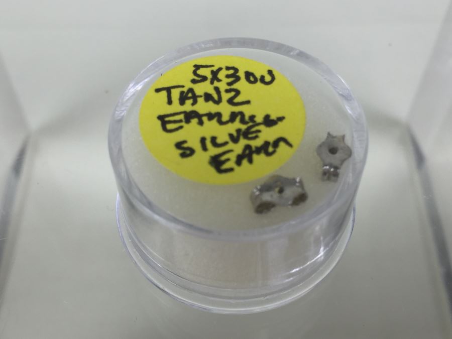 Silver Earrings Tanzanite Oval 5X3MM [Photo 3]