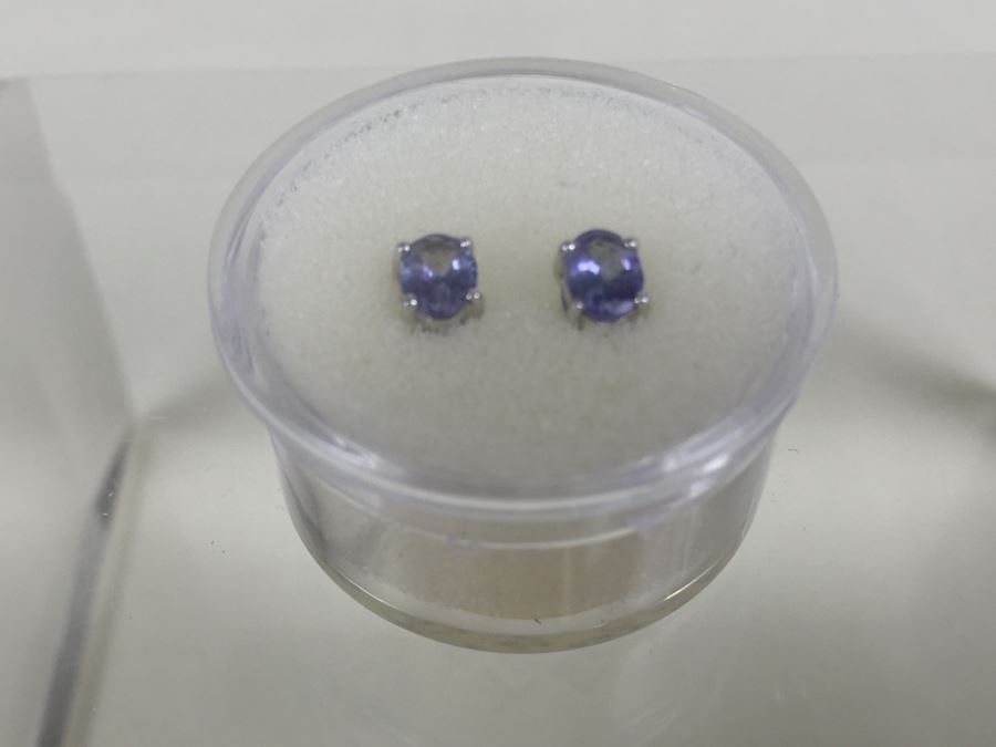 Silver Earrings Tanzanite Oval 5X3MM [Photo 4]