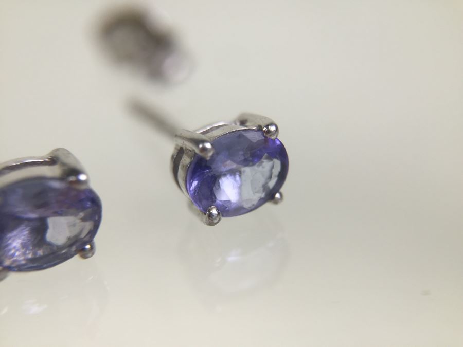 Silver Earrings Tanzanite Oval 5X3MM [Photo 8]