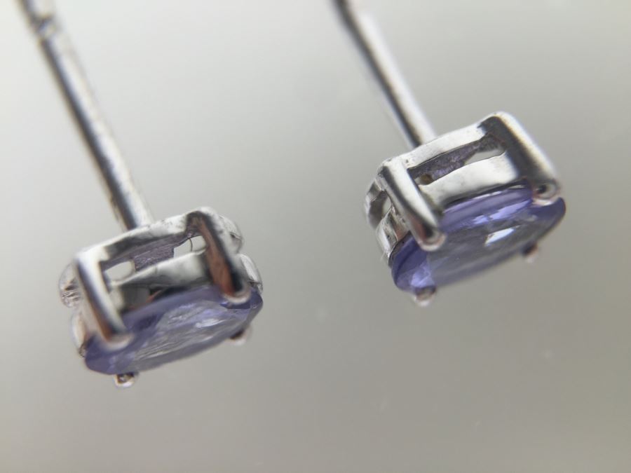 Silver Earrings Tanzanite Oval 5X3MM [Photo 9]