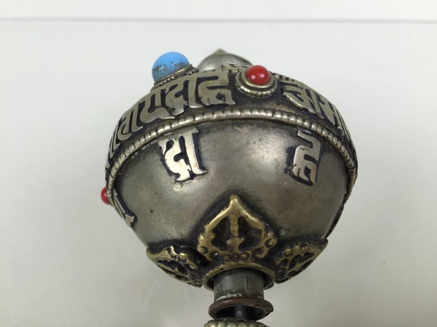 Vintage Jewish Traditional Dreidel For Hanuka Holiday With Turqoise And Coral [Photo 5]