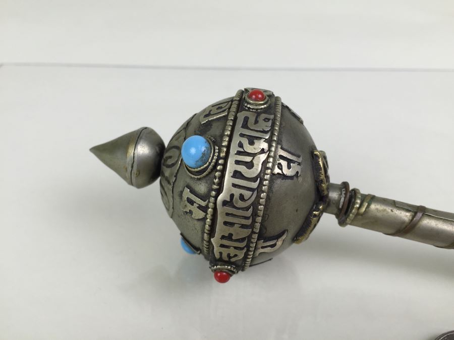 Vintage Jewish Traditional Dreidel For Hanuka Holiday With Turqoise And Coral [Photo 2]