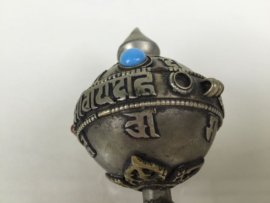 Vintage Jewish Traditional Dreidel For Hanuka Holiday With Turqoise And Coral [Photo 7]