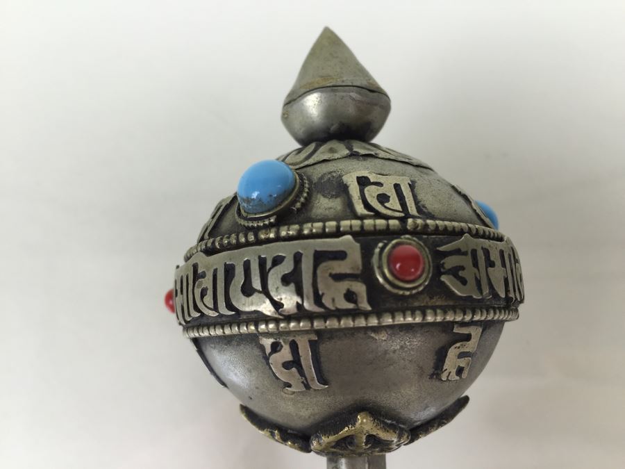 Vintage Jewish Traditional Dreidel For Hanuka Holiday With Turqoise And Coral [Photo 3]