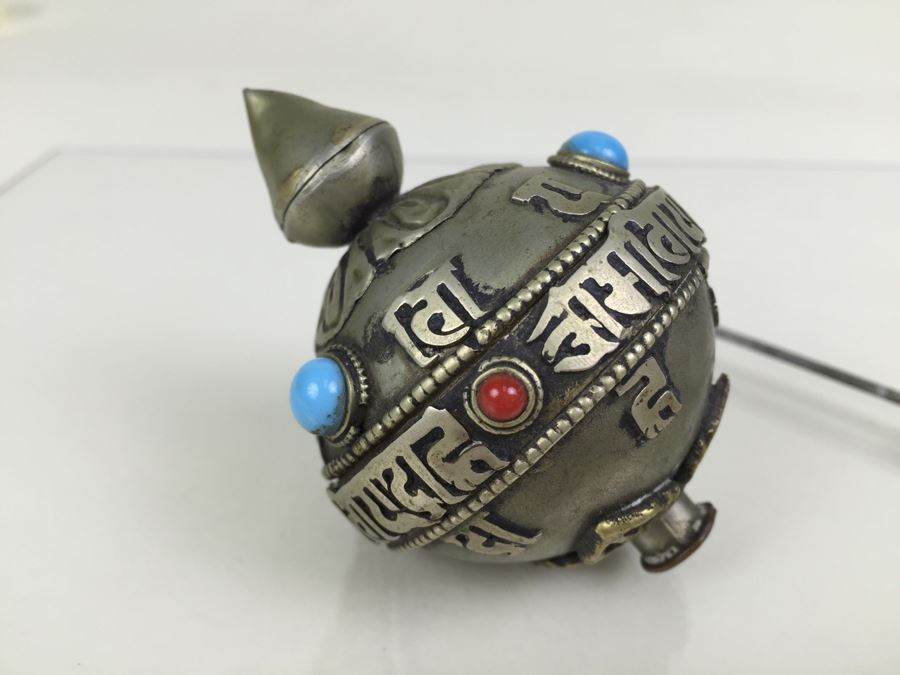 Vintage Jewish Traditional Dreidel For Hanuka Holiday With Turqoise And Coral [Photo 12]