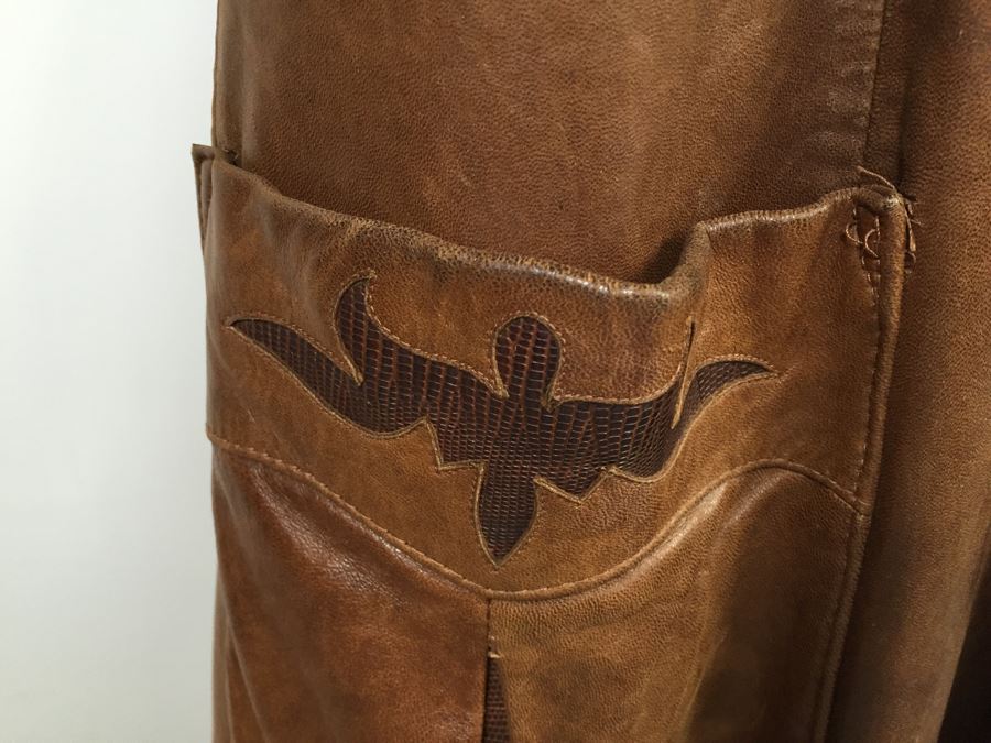 Vintage Men's Leather Jacket By Remy Leather Fashions Western Wear Size 44 [Photo 11]