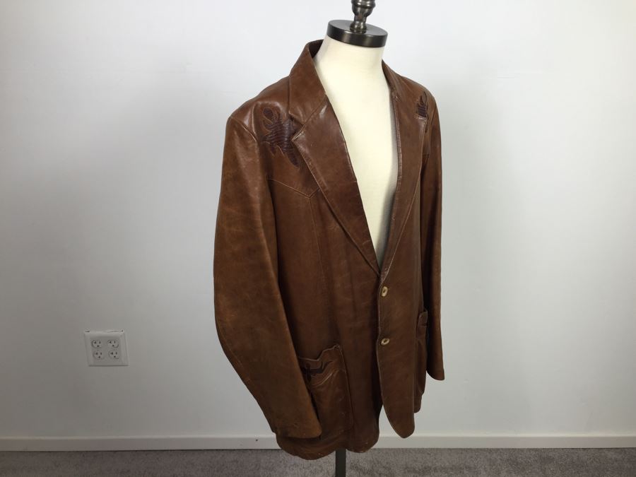 Vintage Men's Leather Jacket By Remy Leather Fashions Western Wear Size 44 [Photo 22]